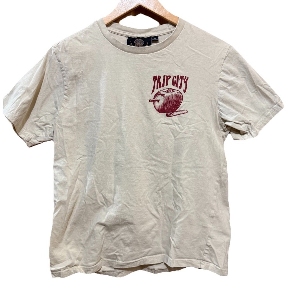 Trip City American Dank Cannabis T-Shirt Light Beige‎ Size Medium EUC